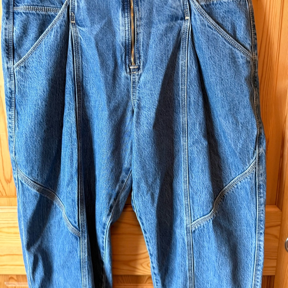 M Jeans Maurices Barrel Leg High Rise Distressed Denim Size 16 Short 35 x 27 - Picture 4 of 15